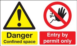 Danger Confined Space Entry By Permit Only Safety Sign - Landscape