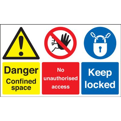 Danger Confined Space / No Unauthorised Access / Keep Locked Safety Sign