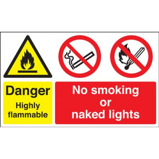 Highly Flammable / Naked Lights Safety Sign - Landscape