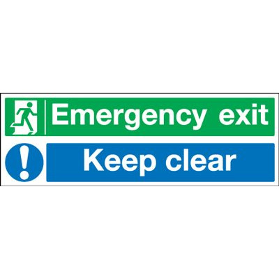 Emergency Exit Keep Clear Multi Message Safety Sign - Landscape