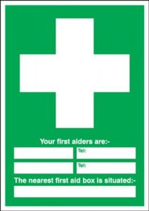 First Aiders Are / First Aid Box Situated Safety Sign