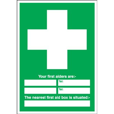 First Aiders Are / First Aid Box Situated Safety Sign