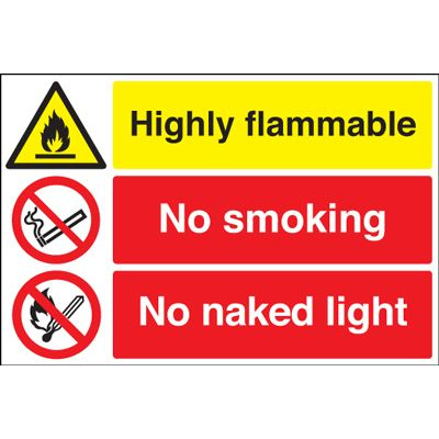 Highly Flammable / No Smoking Safety Sign - Landscape