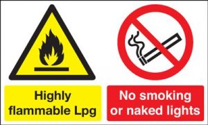 Highly Flammable LPG / No Smoking Safety Sign - Landscape