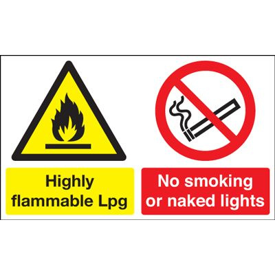 Highly Flammable LPG / No Smoking Safety Sign - Landscape