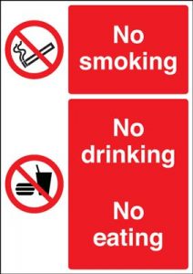 No Smoking No Drinking No Eating Safety Sign - Portrait