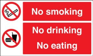 No Smoking No Drinking No Eating  Safety Sign - Landscape