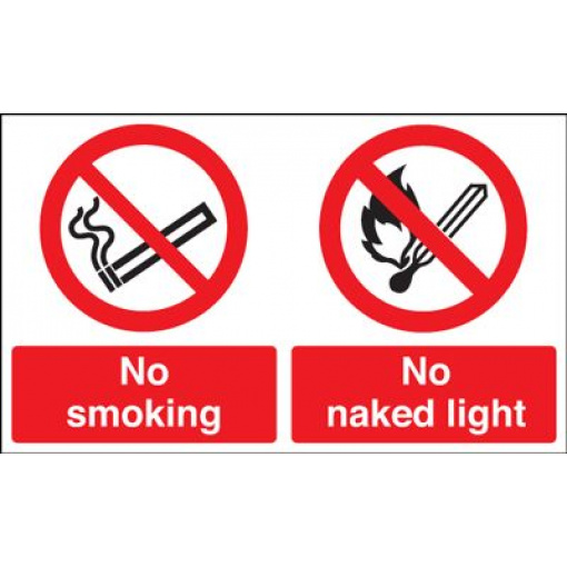 No Smoking No Naked Light Multi Message Safety Sign - Landscape