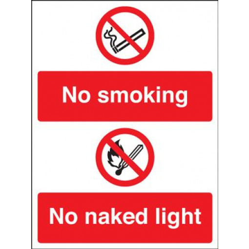 No Smoking/Naked Light Safety Sign - Portrait