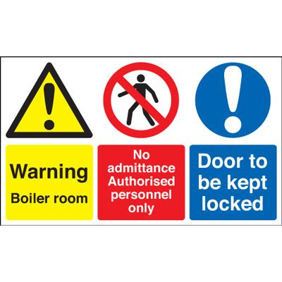 Warning Boiler Room Door To Be Kept Locked Safety Sign - Landscape