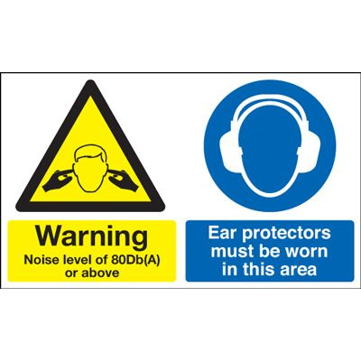 Warning Noise 80Db(A) Ear Protectors Safety Sign - Landscape