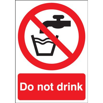 Do Not Drink & Tap Symbol Prohibition Safety Sign - Portrait
