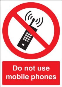 Do Not Use Mobile Phones Prohibition Safety Sign - Portrait