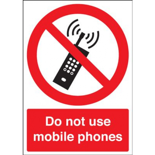 Do Not Use Mobile Phones Prohibition Safety Sign - Portrait