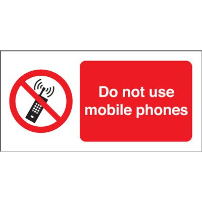 Do Not Use Mobile Phones Prohibition Safety Sign - Landscape