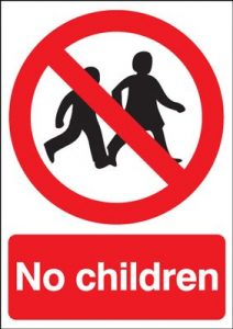 No Children Prohibition Safety Sign - Portrait