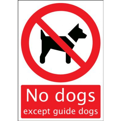 No Dogs Except Guide Dogs Safety Sign - Portrait