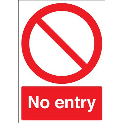 No Entry Circular & Diagonal Symbol Safety Sign - Portrait