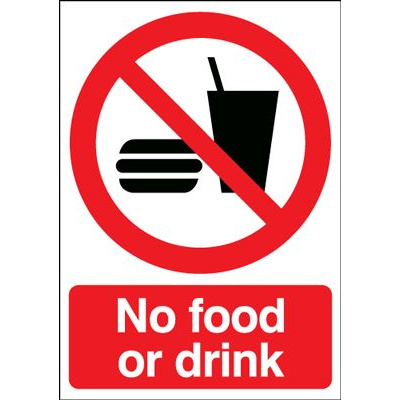 No Food Or Drink Prohibition Safety Sign - Portrait