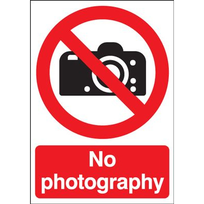 No Photography Safety Sign - Portrait