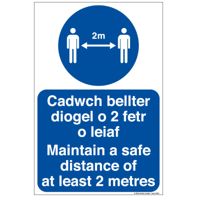 BLZ-COV19-17 Maintain a safe distance of atleast 2 metres welsh