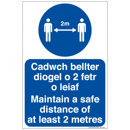 BLZ-COV19-17 Maintain a safe distance of atleast 2 metres welsh