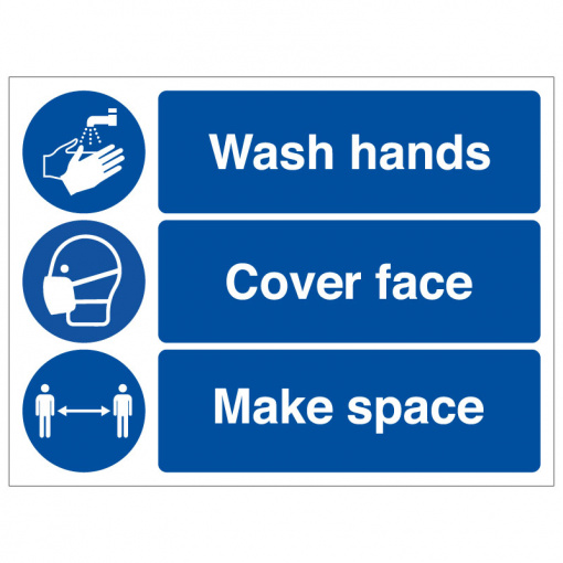 BLZ-COV19-52 Wash hands cover face make space